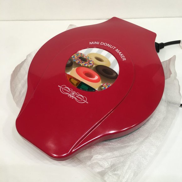 Mini Donut Maker Non Stick Red Bella Cucina Original Box Recipes NEW open box - Picture 6 of 12